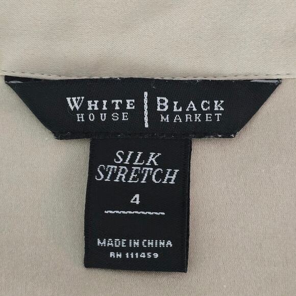 Women's Silk Blouse Sz 4 Champagne Button Down Long Sleeve Workwear Minimalist - Picture 6 of 10